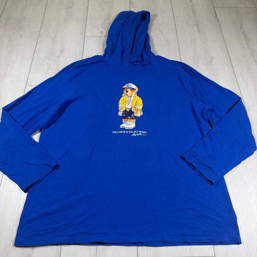 Polo Ralph Lauren Men XXL Hoodie CP-93 Sailing Regatta BEAR Blue Lightweight
